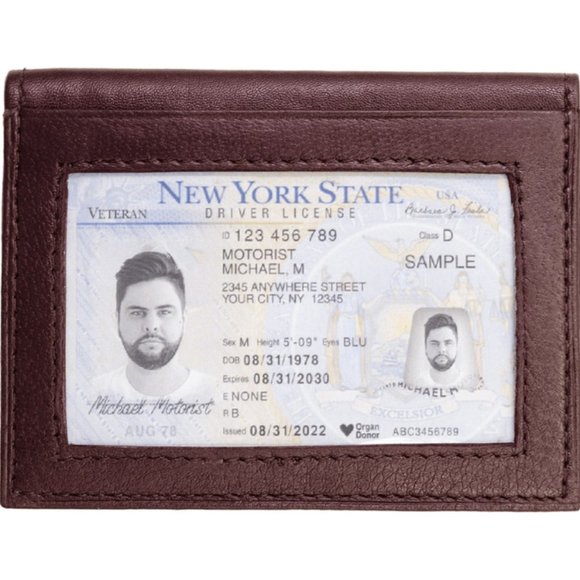 Genuine Leather Men Bifold Credit Card Holder with RFID Blocking - Picture 3 of 5